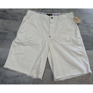 Cremieux Shorts Mens‎ 34 Beige Bermuda Button Frayed Lightweight Adjustable NEW